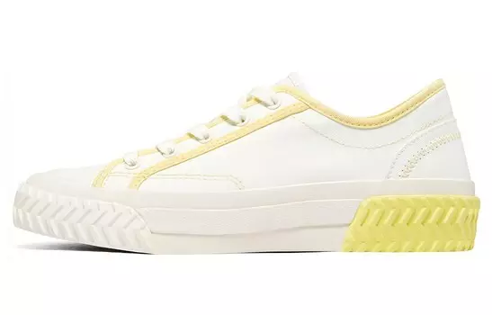 Кроссовки для скейтбординга женские, низкие, белые/желтые Skechers