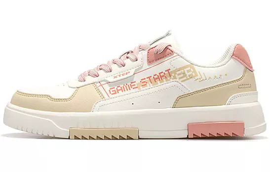 Кроссовки для скейтбординга женские, низкие, бежевые/розовые Xtep