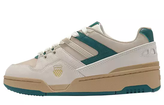 Кроссовки для скейтбординга женские, низкие, бежевые/зеленые Kswiss