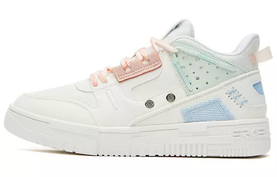 Кроссовки для скейтбординга женские низкие Oak Buds белые/светло-серо-голубые/розовые/зеленые Erke