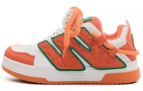 Кроссовки для скейтбординга женские низкие оранжевые/зеленые Warrior