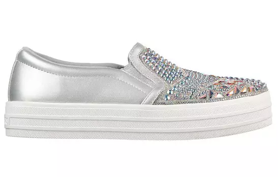 Кроссовки для скейтбординга женские, низкие, серебристые Skechers