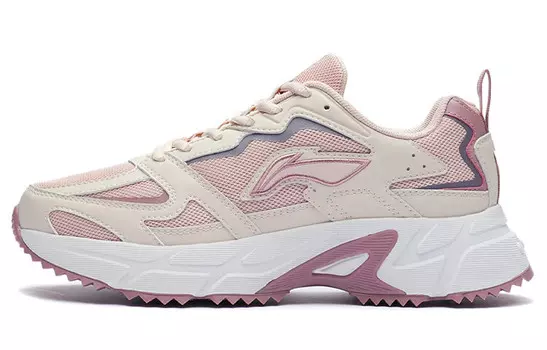 Кроссовки для скейтбординга женские, низкие, светло-серый, пудровый / чайно-оранжевый, пудровый Lining