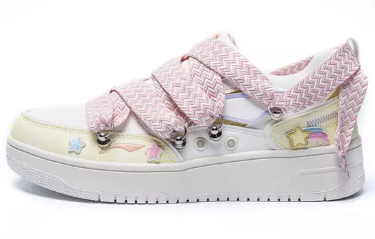 Кроссовки для скейтбординга женские низкие желтые/розовые/белые Lining