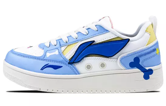 Кроссовки для скейтбординга женские с низким верхом белые/синие/желтые Lining