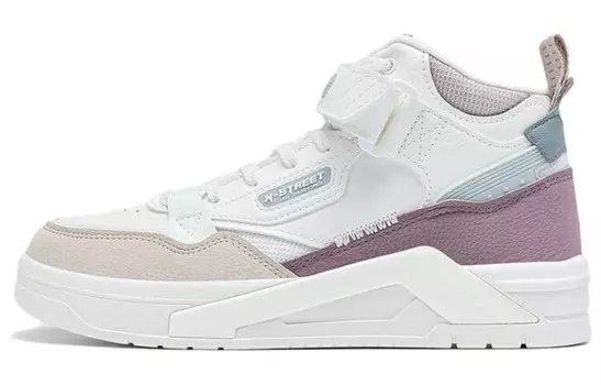 Кроссовки для скейтбординга женские, средней высоты, парусные, белые/слоновая кость, белые/глициния Xtep