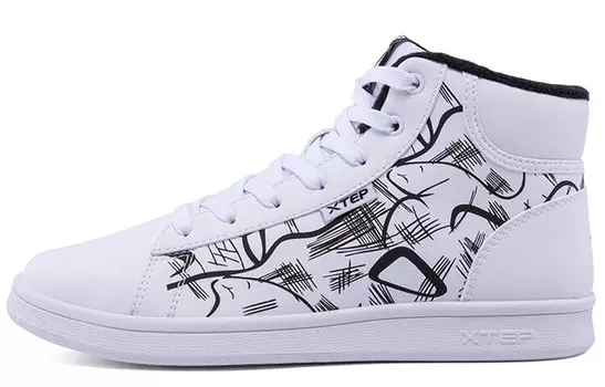 Кроссовки для скейтбординга женские высокие белые/черные Xtep
