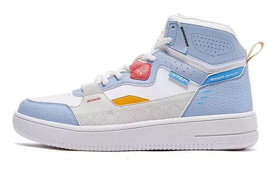 Кроссовки для скейтбординга женские высокие белые/королевские синие Xtep