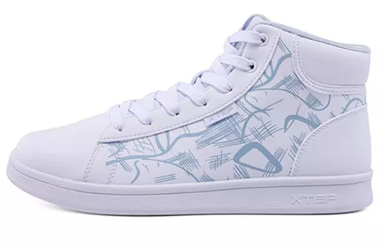 Кроссовки для скейтбординга женские высокие белые/синие Xtep