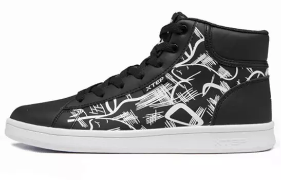 Кроссовки для скейтбординга женские высокие черные/белые Xtep