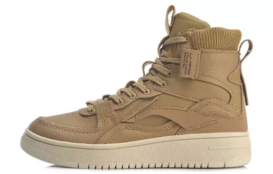 Кроссовки для скейтбординга женские высокие, красно-золотые Lining