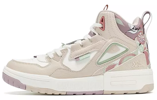 Кроссовки для скейтбординга женские высокие розовые/белые Xtep