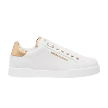 Кроссовки Dolce & Gabbana Portofino Low 'Lettering Logo - White Gold', белый