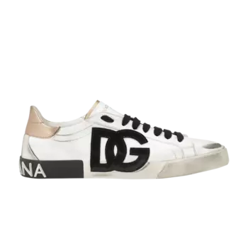 Кроссовки Dolce & Gabbana Portofino Vintage 'DG Logo Print - White Gold', белый