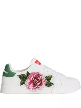 Кроссовки Dolce & Gabbana с цветочной аппликацией, белый