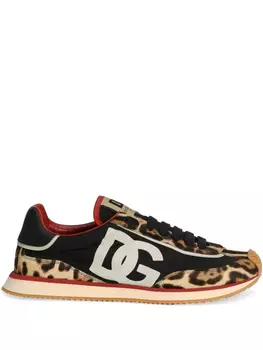 Кроссовки Dolce & Gabbana с леопардовым принтом, коричневый