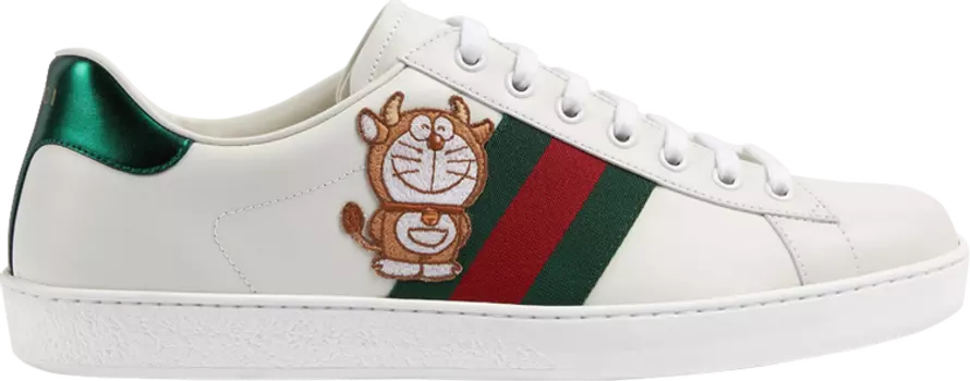 Кроссовки Doraemon x Gucci Ace Ivory Devil Patch, слоновая кость