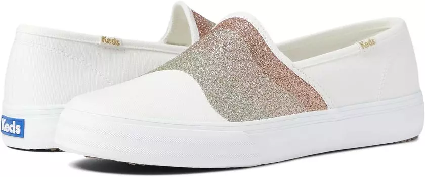 Кроссовки Double Decker Wave Glitter Canvas Keds, белый