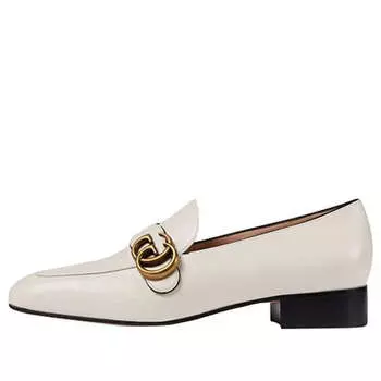 Кроссовки double g leather loafers 'white' Gucci, белый