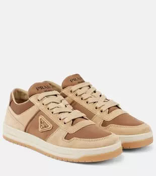 Кроссовки Downtown Re-Nylon и замша Prada, Ecru'+Corinto
