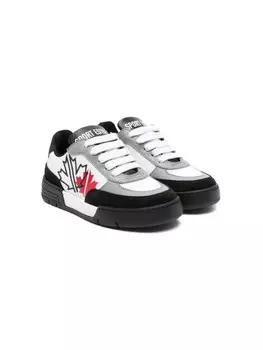 Кроссовки DSQUARED2 KIDS с мотивом кленового листа, черный