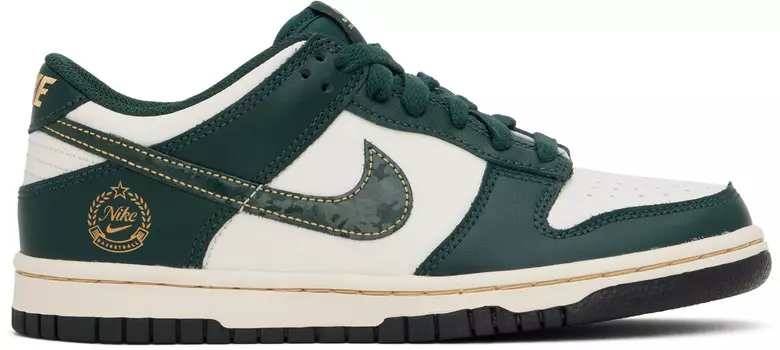 Кроссовки Dunk Low для больших детей, зеленые и бежевые Nike
