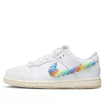 Кроссовки dunk low se 'rainbow lace swoosh white' Nike, белый