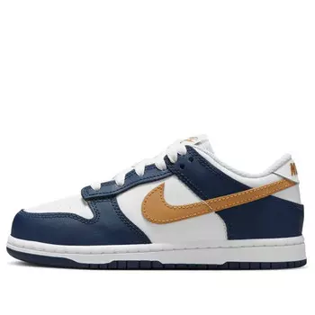 Кроссовки dunk low 'white midnight navy wheat' Nike, белый