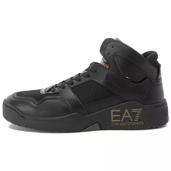 Кроссовки Ea7 EMPORIO ARMANI Logo-debossed High-top Sneakers, черный