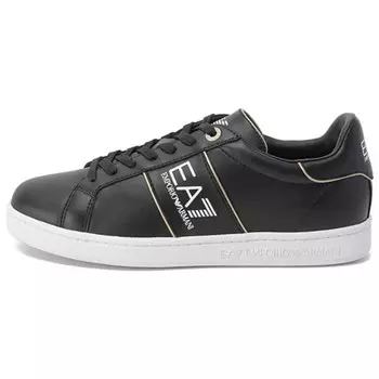 Кроссовки Ea7 EMPORIO ARMANI Logo-print Leather Sneakers, черный