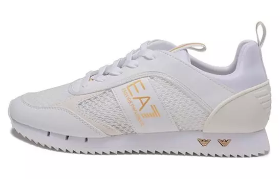 Кроссовки Ea7 EMPORIO ARMANI Logo-print Mesh Sneakers, белый/золотой