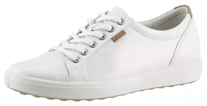 Кроссовки Ecco "SOFT 7 W", с этикеткой, повседневная обувь, полуботинки, шнуровка, узкая форма, кремовый