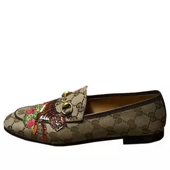 Кроссовки embroidered round toe loafer 'beige' Gucci, бежевый