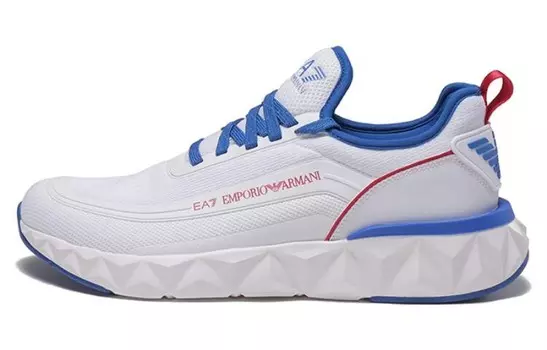 Кроссовки EMPORIO ARMANI EA7 Lifestyle Shoes Unisex Low-top White/Royal Blue, белый/синий