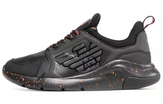 Кроссовки EMPORIO ARMANI EA7 Lifestyle Shoes Unisex Low-top Black/Orange, черный/оранжевый