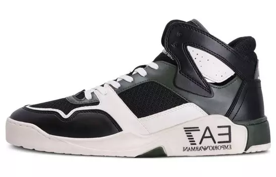 Кроссовки EMPORIO ARMANI EA7 Skateboarding Shoes Unisex Mid-top Black/White/Green, зеленый
