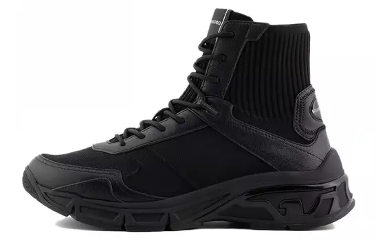 Кроссовки EMPORIO ARMANI Lifestyle Shoes Men High-top Black, черный