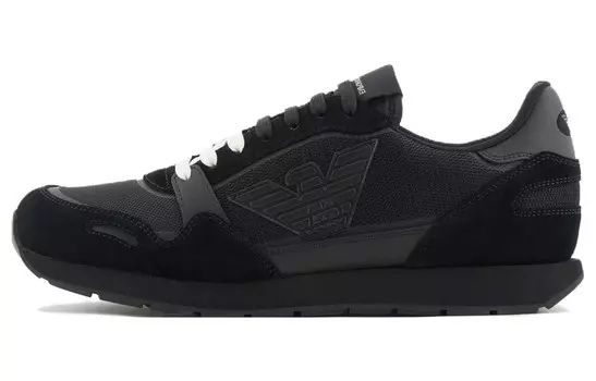Кроссовки EMPORIO ARMANI Logo-appliqu Suede Sneakers, черный