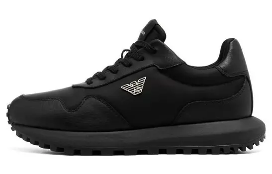 Кроссовки EMPORIO ARMANI Logo-charm Lace-up Sneakers, черный