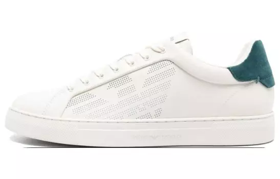 Кроссовки EMPORIO ARMANI Logo-embossed Leather Sneakers, белый