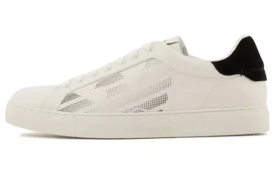 Кроссовки EMPORIO ARMANI Logo-engraved Leather Trainers, белый