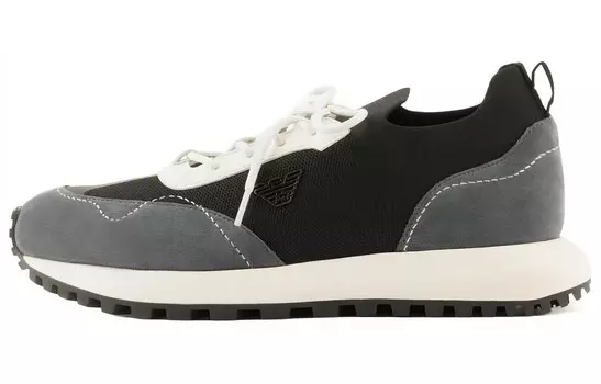 Кроссовки EMPORIO ARMANI Logo-plaque Mesh Sneakers, черный/серый