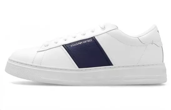 Кроссовки EMPORIO ARMANI Logo-print Leather Sneakers, синий