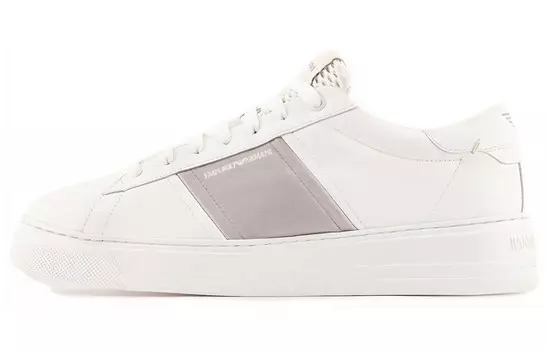 Кроссовки EMPORIO ARMANI Skateboarding Shoes Men Low-top White/Gray, белый/серый