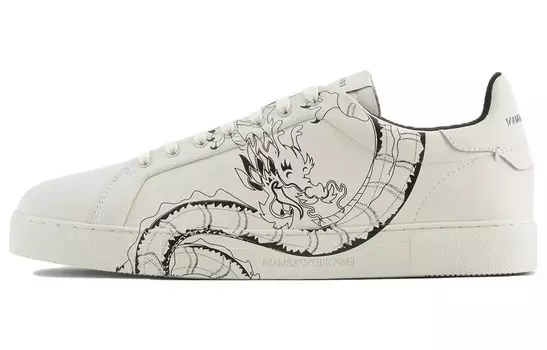Кроссовки EMPORIO ARMANI Skateboarding Shoes Men Low-top Black/White, черный/белый