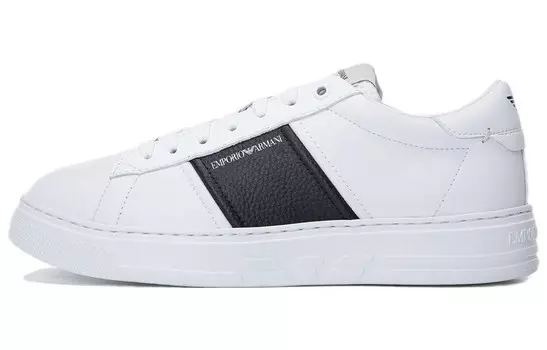 Кроссовки EMPORIO ARMANI Skateboarding Shoes Men Low-top Black/White, черный/белый