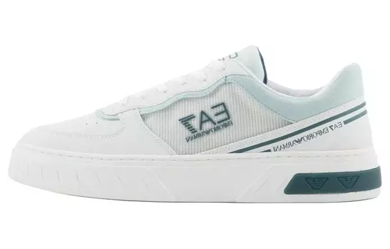 Кроссовки EMPORIO ARMANI Skateboarding Shoes Unisex Low-top White/Light Blue, белый/голубой