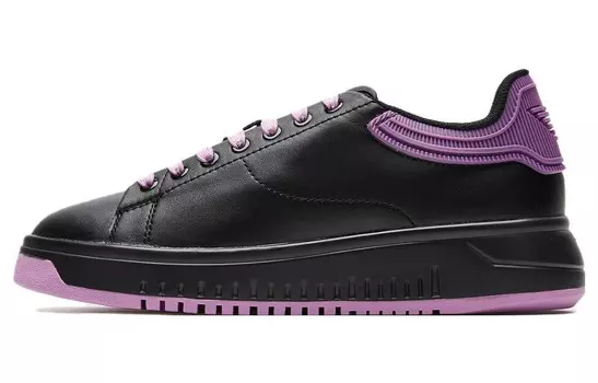 Кроссовки EMPORIO ARMANI Skateboarding Shoes Women's Low-top Black/Purple, фиолетовый