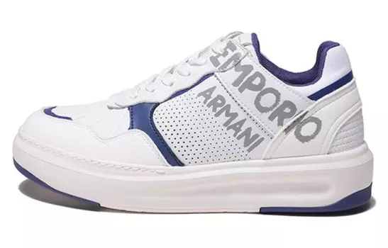 Кроссовки EMPORIO ARMANI Skateboarding Shoes Women's Low-top Blue/white, белый
