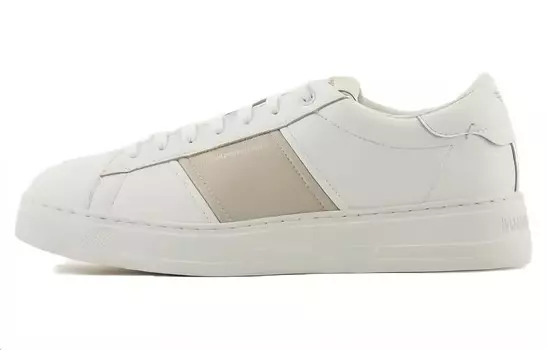Кроссовки EMPORIO ARMANI Stripe-detail Leather Sneakers, белый